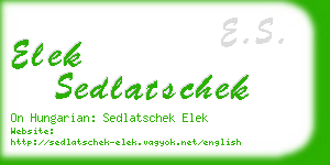 elek sedlatschek business card